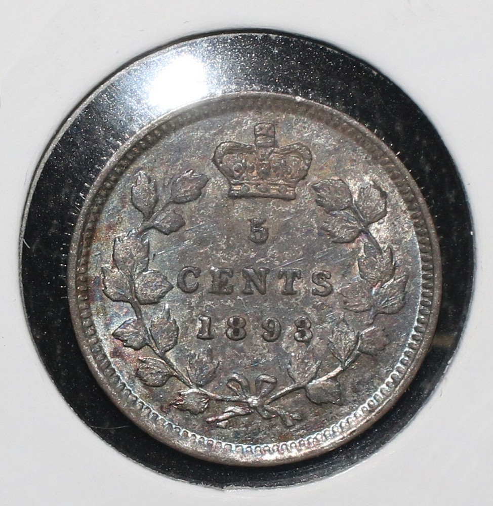 1893 Canada Five Cent Coin Toned - 07913