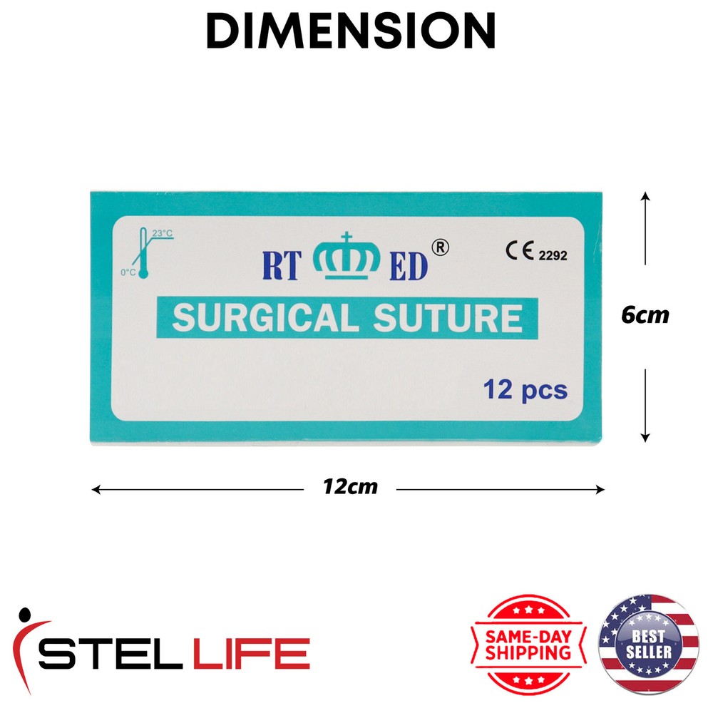 4/0 Polypropylene Suture Threads with Needle Pack of 12 Sterile Practice Suture