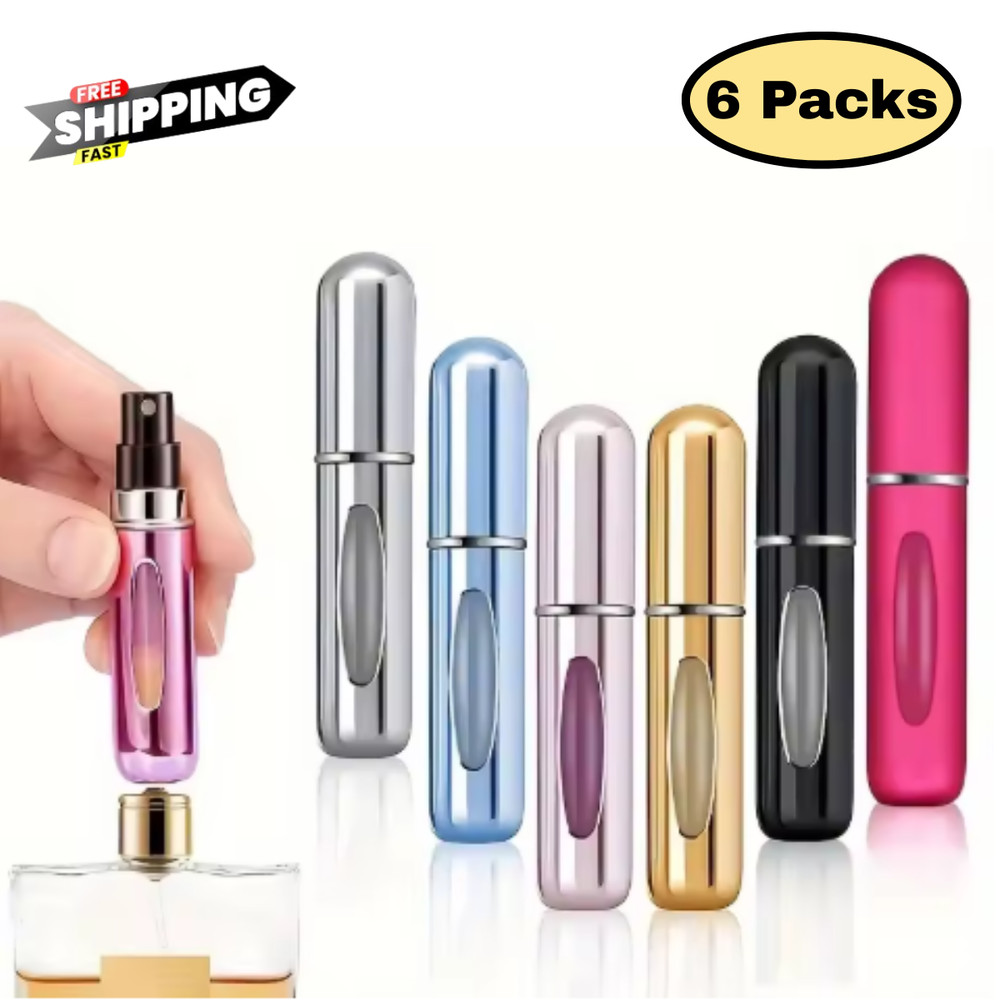 6Pc 5ml Mini Refillable Travel Portable Perfume Atomizer Bottle Spray Pump Cases