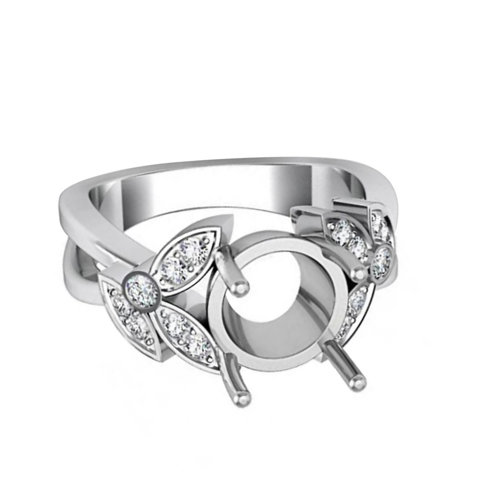 Ring Setting Round 8mm 925 Sterling Silver Semi Mount Ring Setting