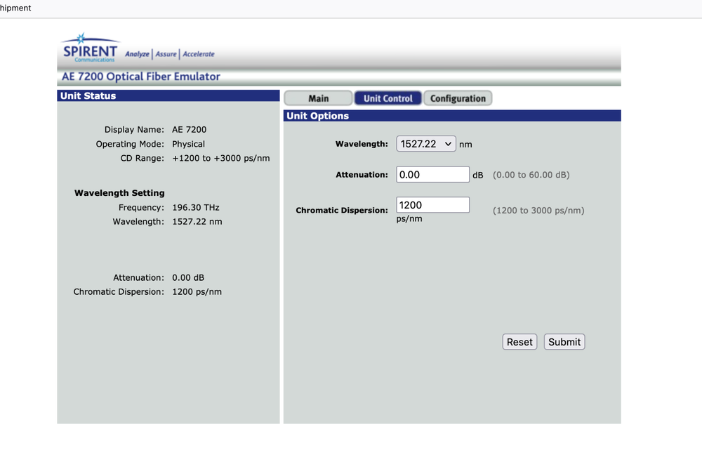 Spirent AE-7200 Optical Network Physical Fiber Optic Simulator CBAND-100-03