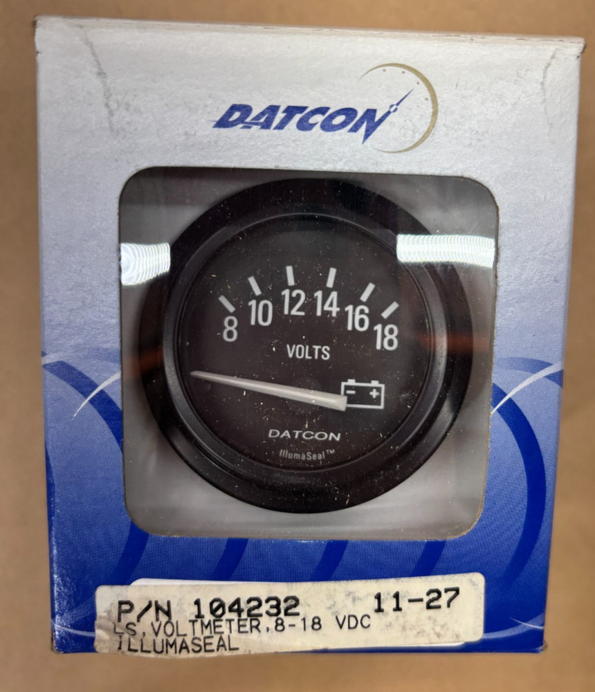 Datcon 104232 Replacement Voltmeter 8-18 VDC Black Meter