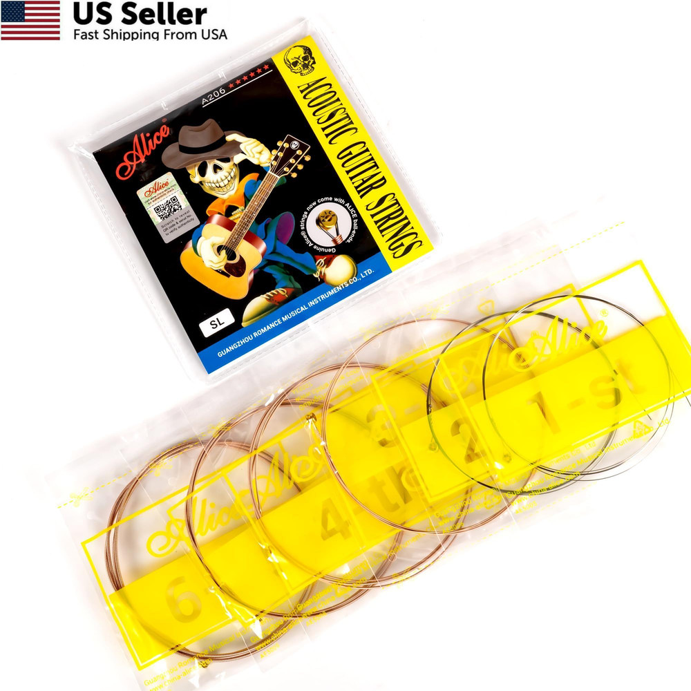 Alice Acoustic Guitar Strings Set - 6-String Phosphor Bronze(Bronze, Coating)