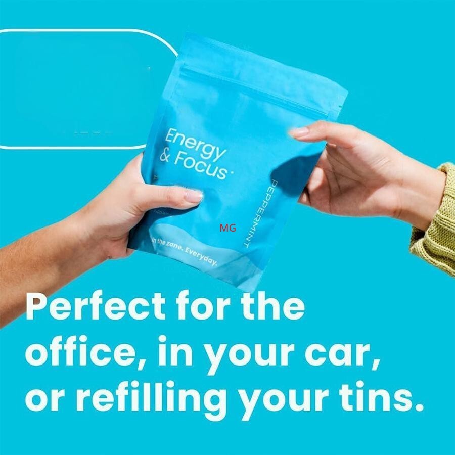 90 Piece Chewable Peppermint Energy Focus Mints Refresh Work Study
