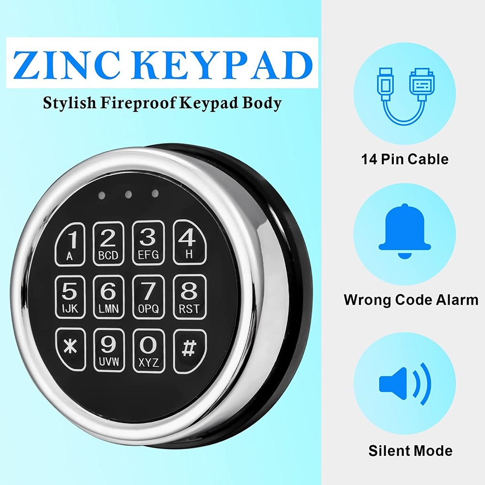 Gun Safe Lock Replacement Chrome Keypad Solenoid Safe Electronic Lock OPEN BOX