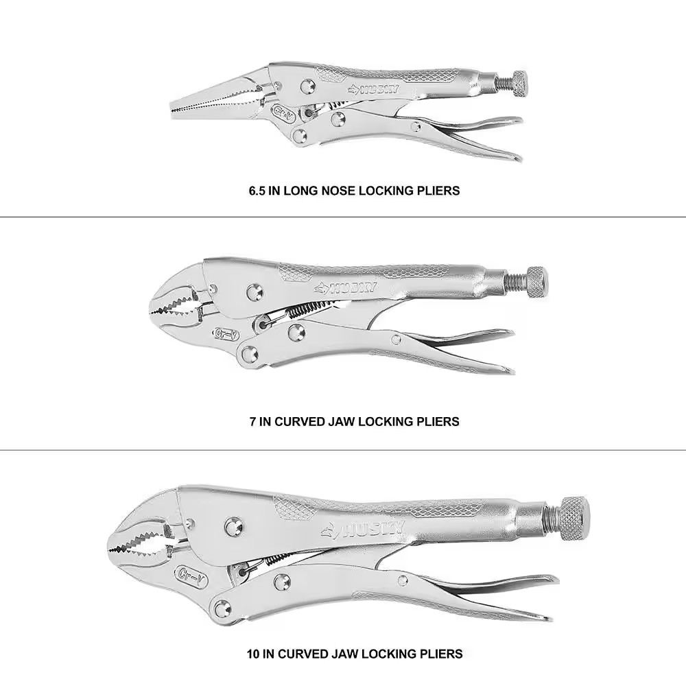 Locking Pliers Set and Adjustable Wrenches (3-Piece)