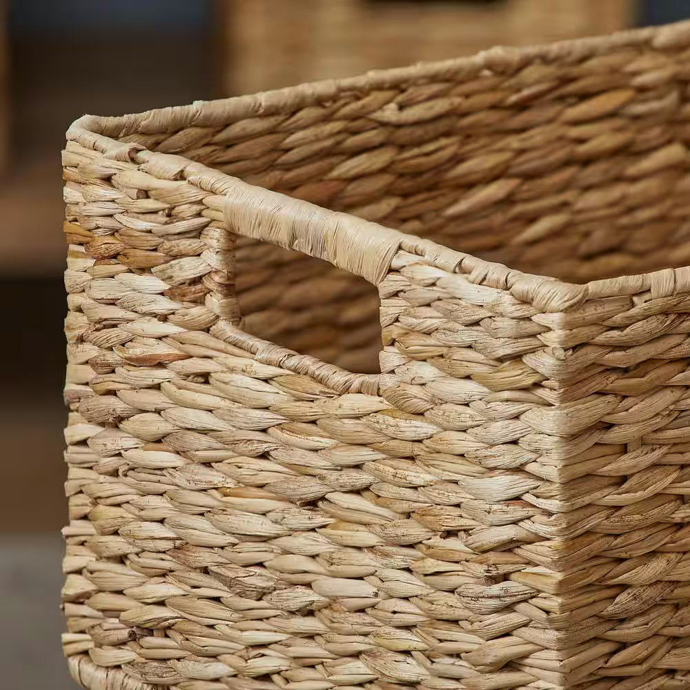 Rectangular Bulrush Lidded Storage Basket (Set of 3)