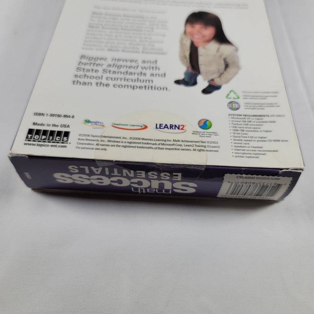 Math Success Essentials PC CD-ROM Software Topics Education Best Selling 2004-06