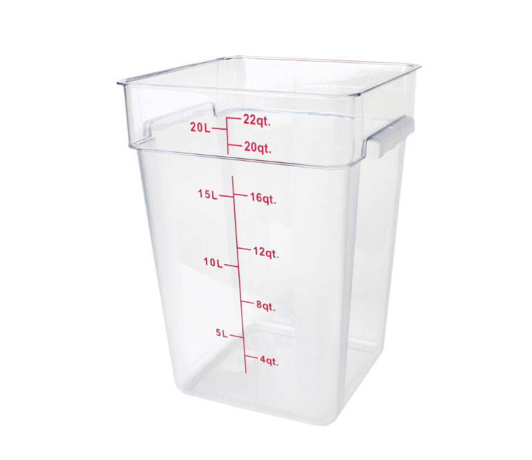 Thunder Group 1/ea 22 Qt Square Clear Polycarbonate Food Storage Container