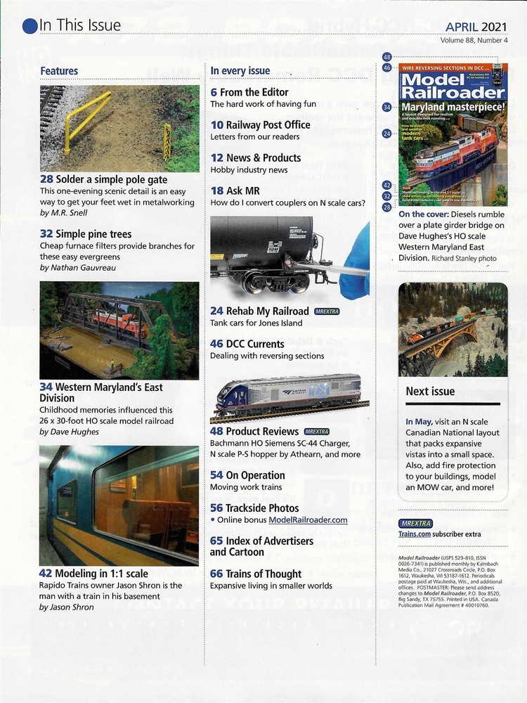 Model Railroader Magazine 2021 April
