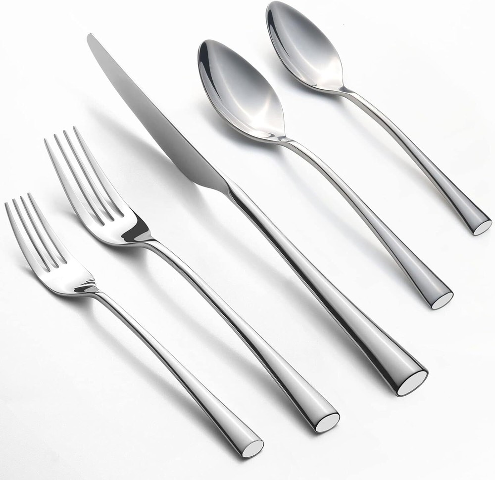 Alata Bailey 20-Piece Forged Silverware Set Stainless Steel Flatware Set,Serv...
