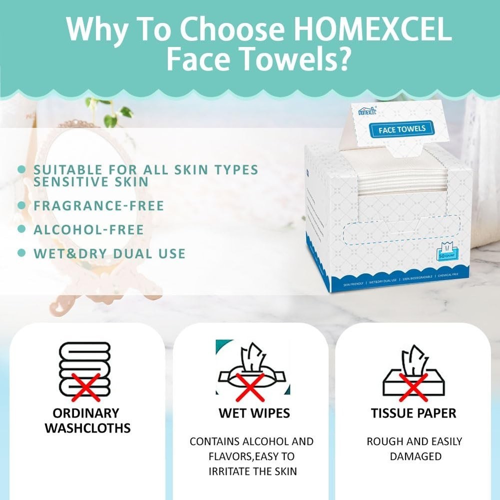 Face Towels, Disposable Face Towelette, Biodegradable Makeup Remover Dr