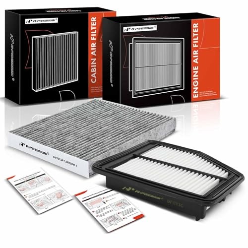 2-PC Engine & Cabin Air Filter with Activated Carbon Compatible with Honda