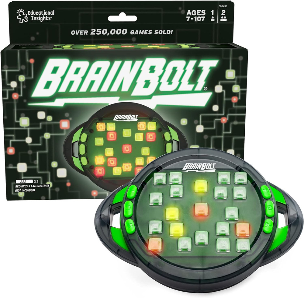 Brainbolt - Handheld Memory Game with Light and Sound, Electronic Brain Games, S