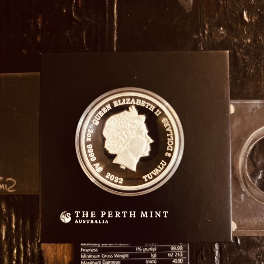 2022 2 Oz Silver $2 Tuvalu BART SIMPSON High Relief Proof Coin.