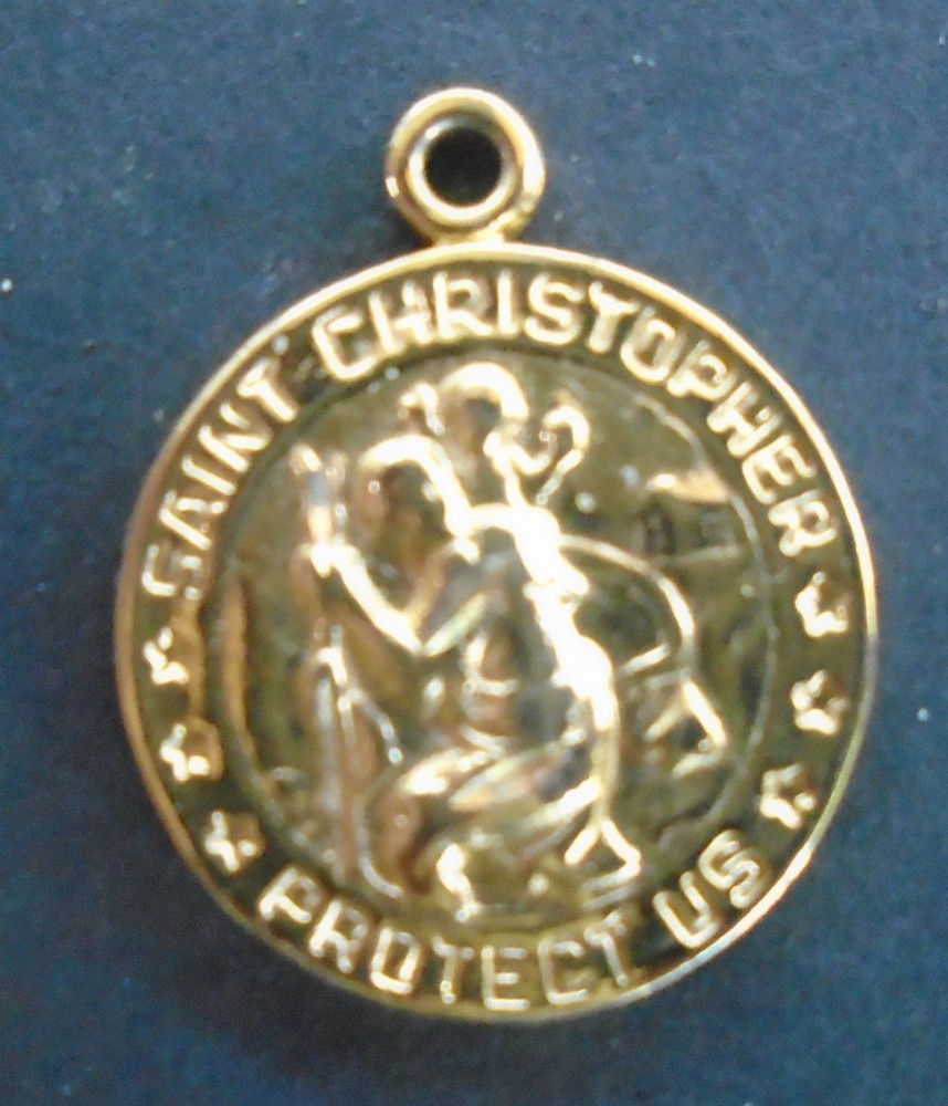 USMC Marine Corps Globe & St. Christopher Gold Tone Charm