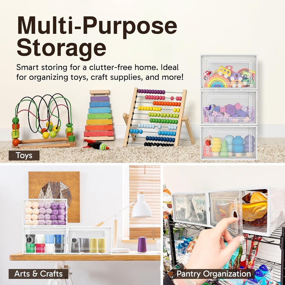 Reli. Shoe Boxes (14 Pack) | Clear Shoe Storage Boxes Stackable and Compact | Li