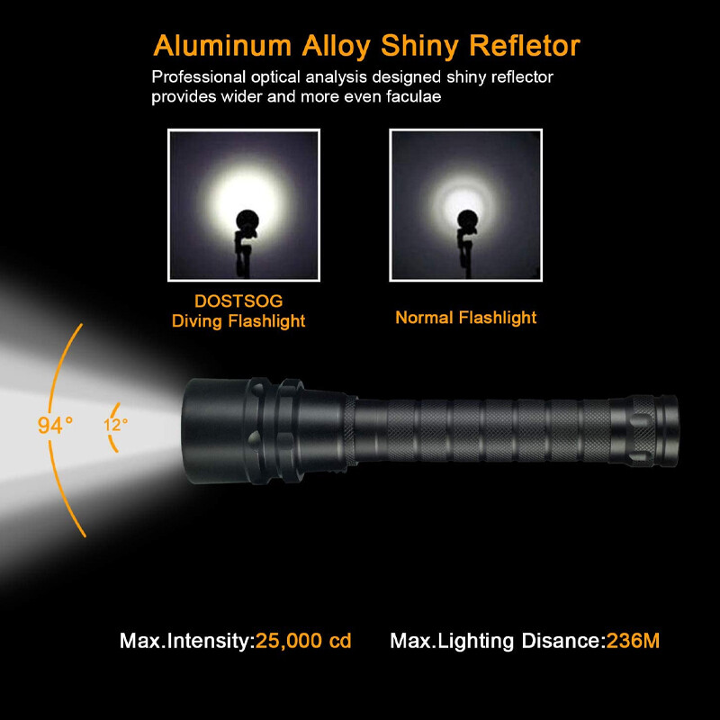 8000 LM Scuba Diving Flashlight Underwater 100M Flashlight for Diving Diving