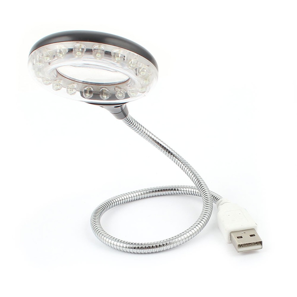 Flexible USB 18-LED Light Lamp With Magnifier for Laptop PC Notebook