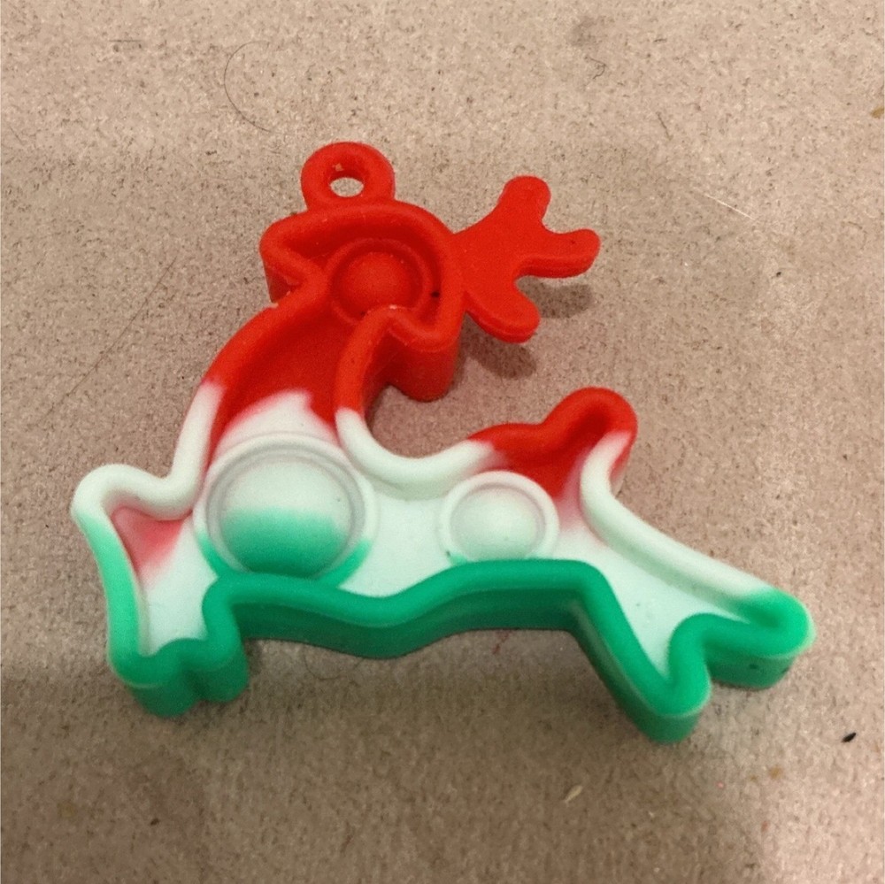 Christmas Reindeer pop it Red White Green rubber