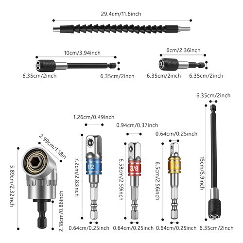 105 Degree Right Angle Drill Socket Adapter Flexible Shaft Extension Bit Driver