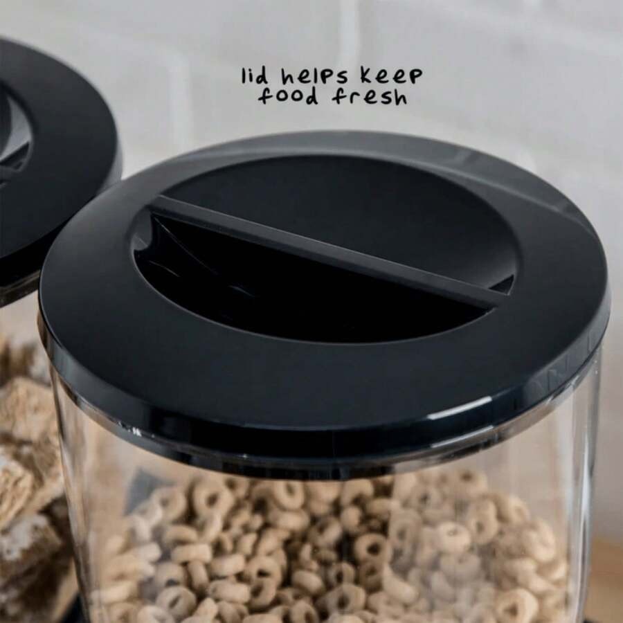 Black Dual Cereal Dispenser With Adjustable Control Sealed Storage