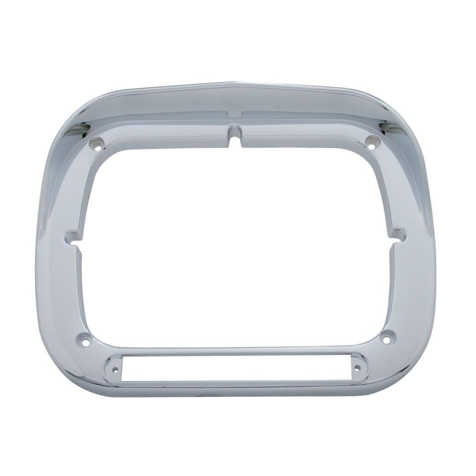 Universal Chrome Rectangle Single Headlamp Bezel With Visor & LED Cutout