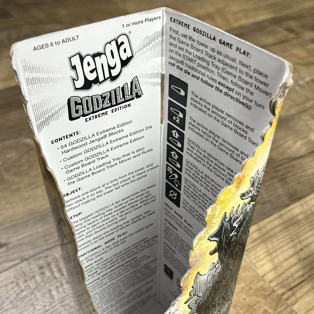 Jenga Godzilla Extreme Edition ~ Missing One Block ~ Loading tray ~ VG Condition