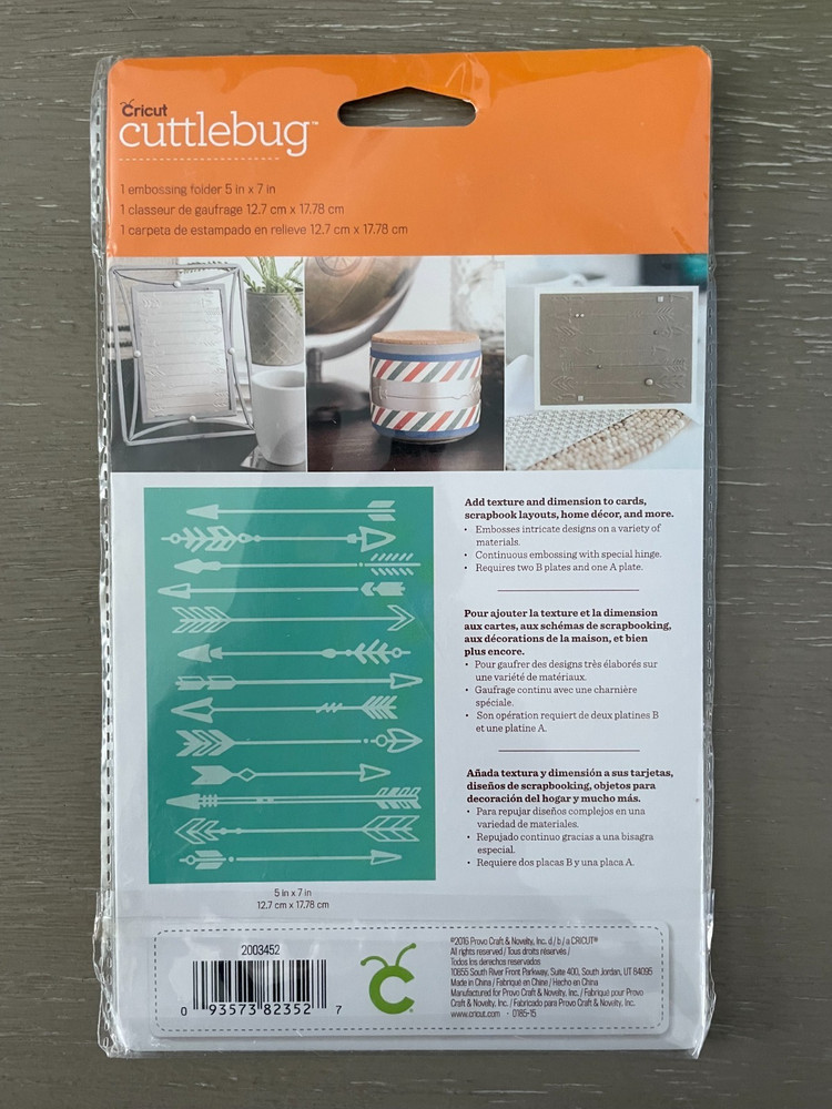 Cricut Cuttlebug Embossing Folder, Arrows