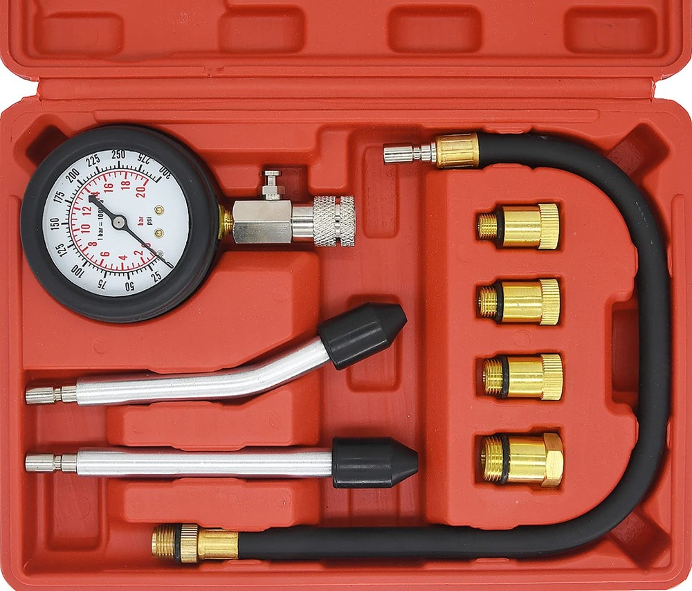 Petrol Engine Cylinder Compression Tester Kit and Spark Plug Tool Fit...