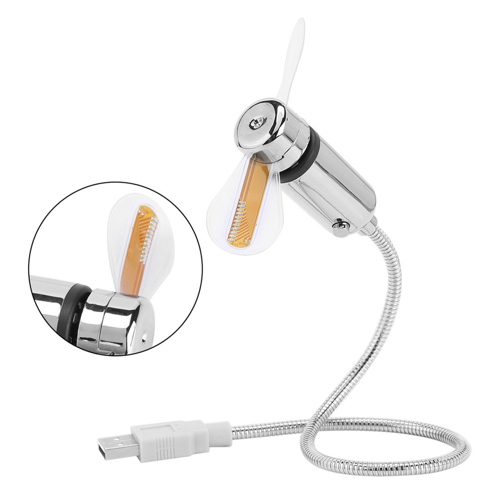 Mini Flexible Fan with Adjustable Neck Durable Soft Blades LED Programmable WT