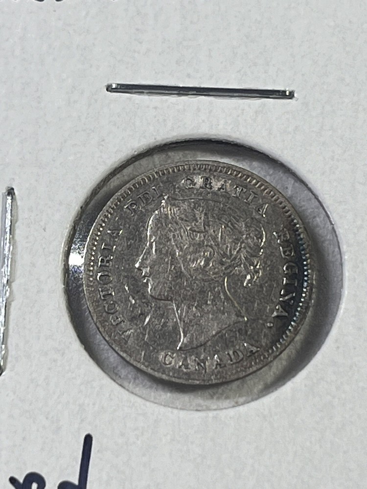1893 Canada 5 Cents Small Silver Coin Cleaned