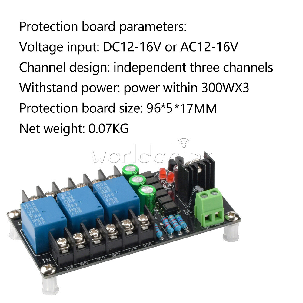 Stereo 2.1 3-channels Speaker Protection Board Delay Module for Audio Amplifier
