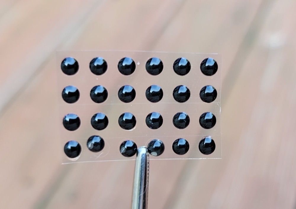 24, SOLID BLACK, 1/8" 3mm, 3D Soft Molded Lure Eyes Fly Tying