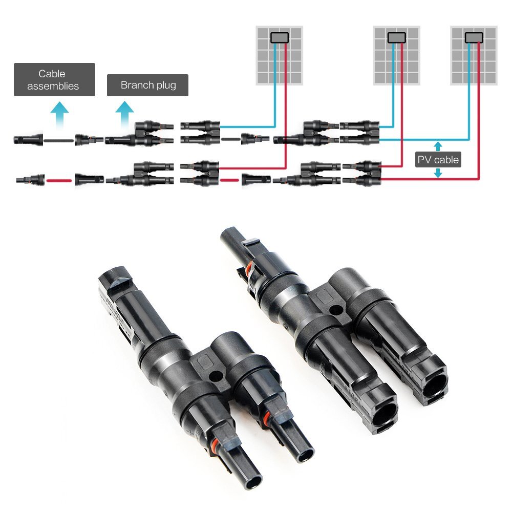 Solar Panel Y Branch Cable Connection Panel Parallel Connector MMF+FFM One Pair