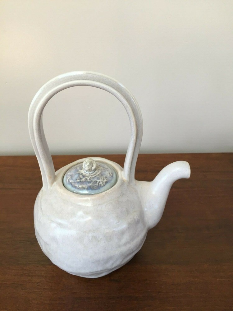 Studio Art Pottery Glazed Teapot & Cup Signed