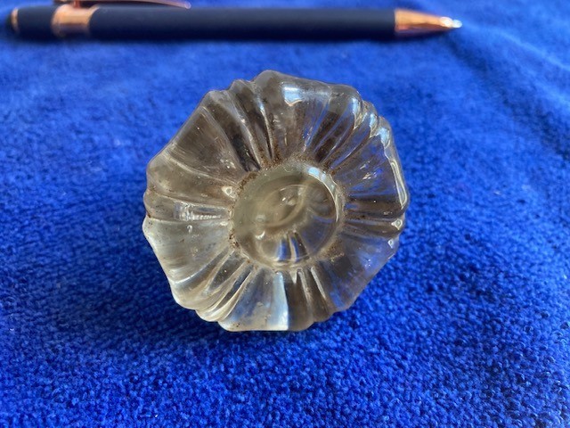 Vintage Flower Pressed Glass & Brass Drawer Cabinet Pull Knob