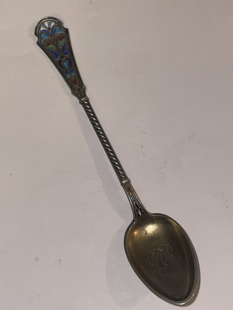 David Andersen 925 Sterling Silver Enameled Spoon 4 1/2” 11 Grams Monogram