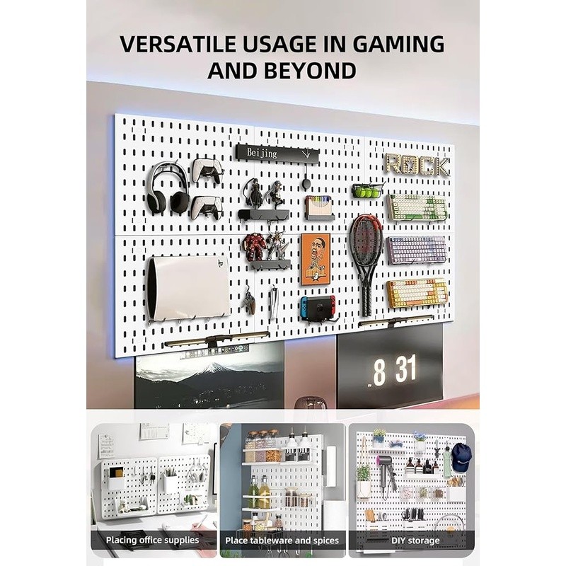 25 Piece Pegboard Accessory Set Hooks Boxes Organize Tools Fastening Strips New