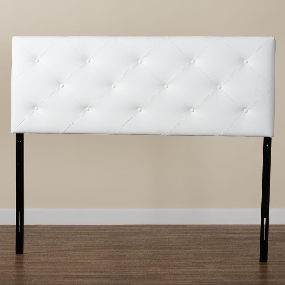 Modern White Faux Leather Full Headboard by Baltimore