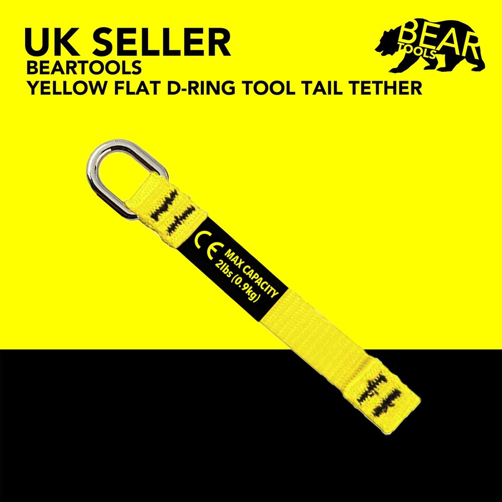 Yellow Flat Dring Tool Tail Tethers 2in1 Application Max Load 0.9kg 12cm X 12mm