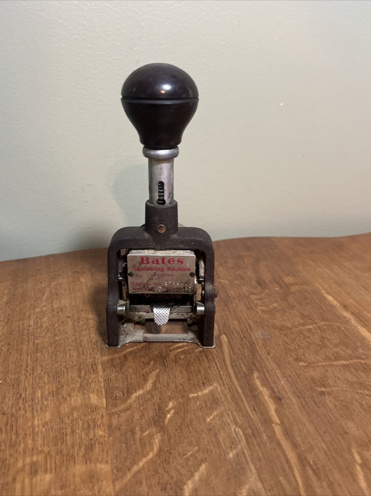 Vintage BATES Numbering Machine Ink Stamper 6 Wheels Style E