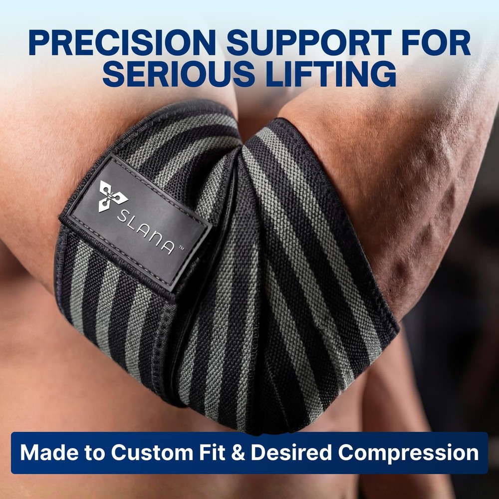 Elbow Wraps for Weightlifting – 40” Long Adjustable Compression - Elbow Sleev...