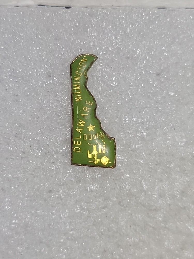 Delaware Enamel State Map Dover Wilmington Lapel Pin