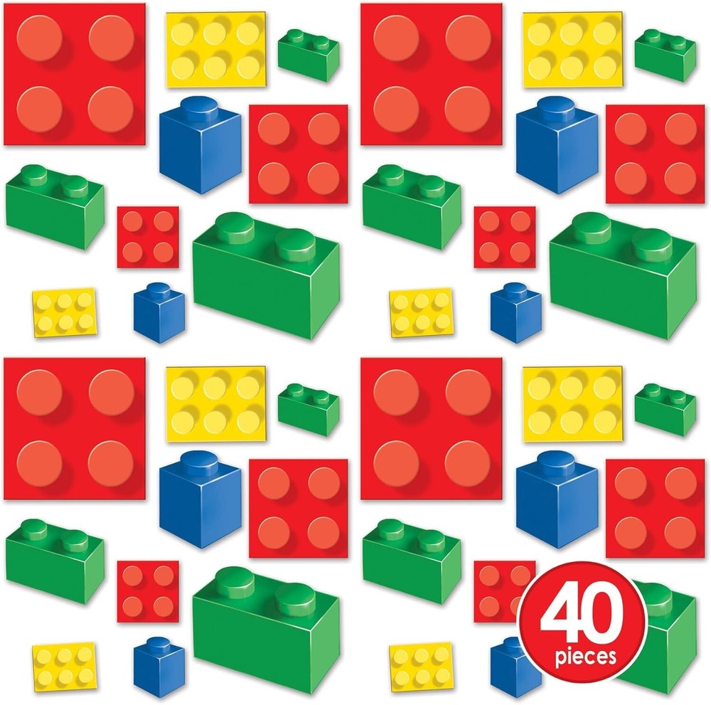 Beistle 40 Piece Building Blocks Cutouts, 4"-11.25", Multicolor