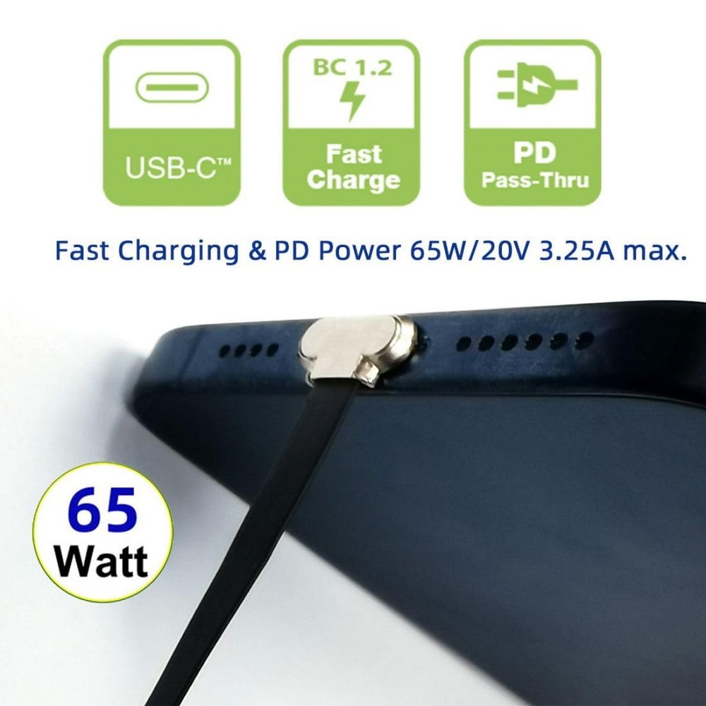 chenyang USB C Short Flat Cable 2.0 Type C Dual 90 Degree 70MM, Silver