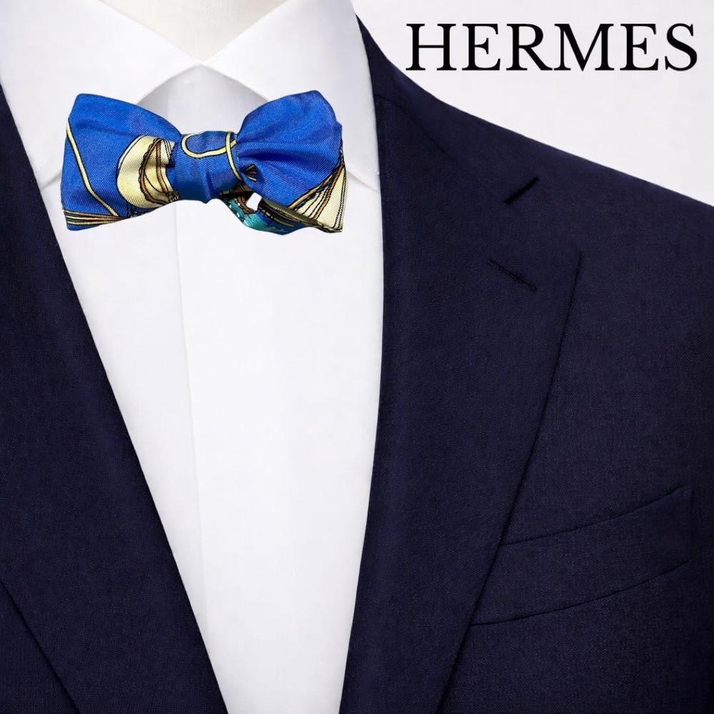 Hermes Blue Bow Tie Scarf Pattern Used