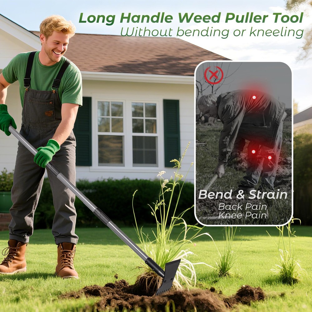 Walensee Weed Puller Tool with Long Handle, 64inch Manual Weeder Remover Tool...