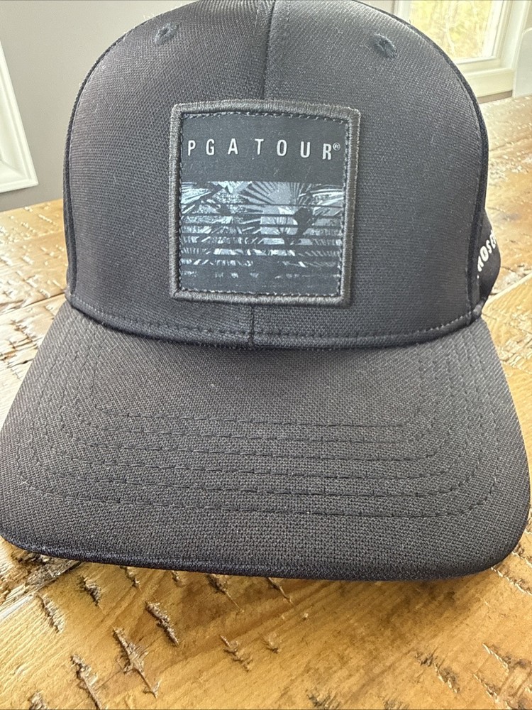 PGA Tour Pro Series Adjustable Hat Black Structured Golf Cap EUC