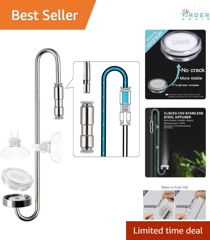 Stainless Steel Aquarium CO2 Diffuser Atomizer 35cm with Check Valve